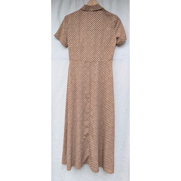 NY and Co Women's Vintage Button Front Midi Dress 6 Brown Geometric Print Y2K - Picture 5 of 5